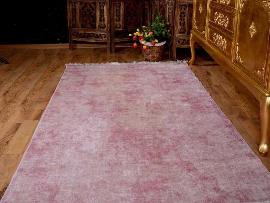 Latex Non-Slip Base Digital Print Velvet Carpet Duru Powder 100x200 cm - Thumbnail