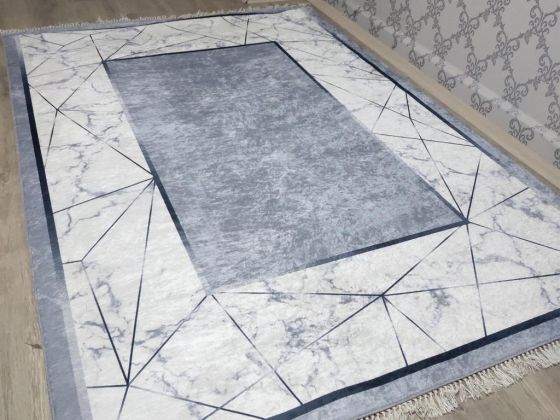 Esta Latex Non-Slip Base Digital Print Velvet Carpet Gray 100x200 cm