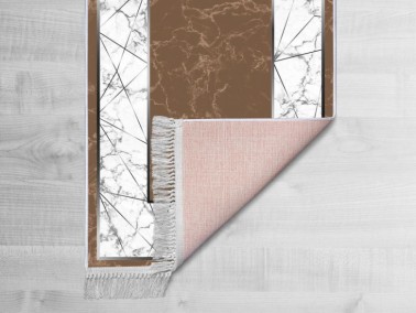 Esta Latex Non-Slip Base Digital Print Velvet Carpet Brown 120x170 cm - Thumbnail