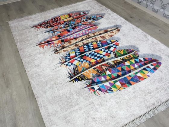 Valentia Latex Non-Slip Base Digital Print Velvet Carpet Multi Color 100x200 cm