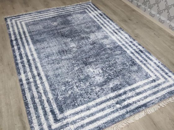Mora Latex Non-Slip Base Digital Print Velvet Carpet Grey-White 100x200 cm