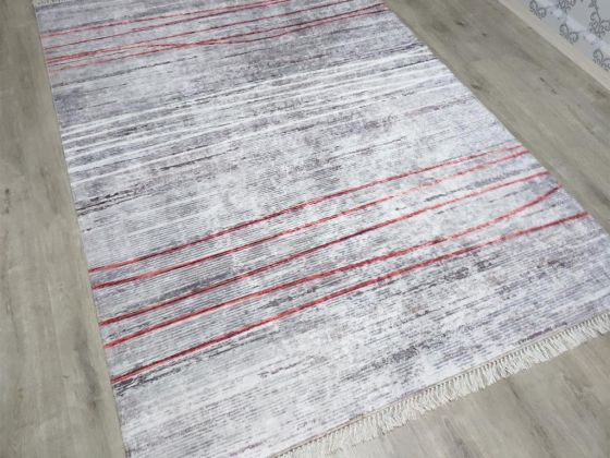 Sasha Latex Non-Slip Base Digital Print Velvet Carpet Gray 100x300 cm