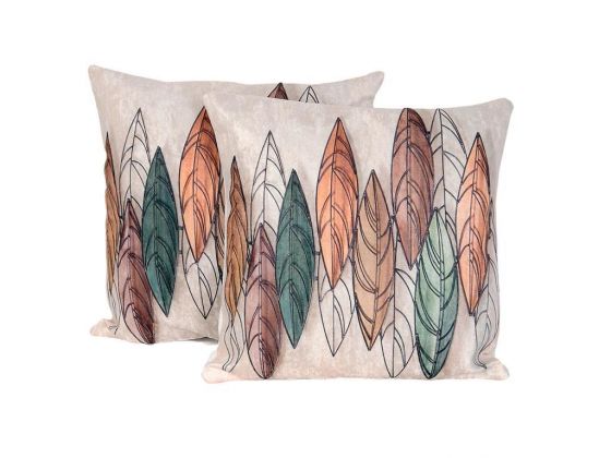 Leaf Velvet Cushion's Cover 2 PCS - Cream