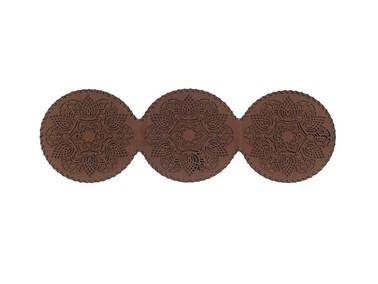 Leaf Triple Knitted Double Layer Round Leather Luxury Runner Brown - Thumbnail