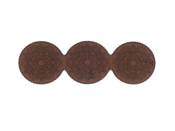 Leaf Triple Knitted Double Layer Round Leather Luxury Runner Brown