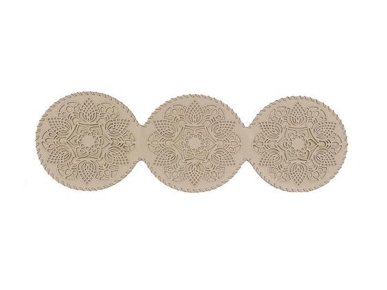 Leaf Triple Knitted Double Layer Round Leather Luxury Runner Cream