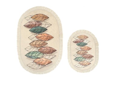 Leaf Oval Bath Mat Set 2 Pcs - Thumbnail