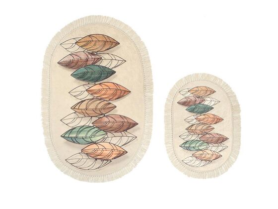 Leaf Oval Bath Mat Set 2 Pcs