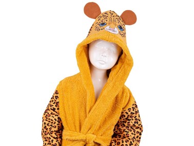 Leopard 100% Cotton Kids Bathrobe 13-14 Years - Thumbnail