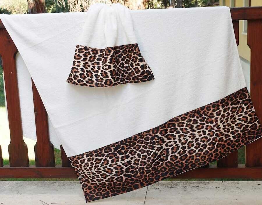 Leopard Patterned Bamboo Bathroom 2-Towel Set - Thumbnail