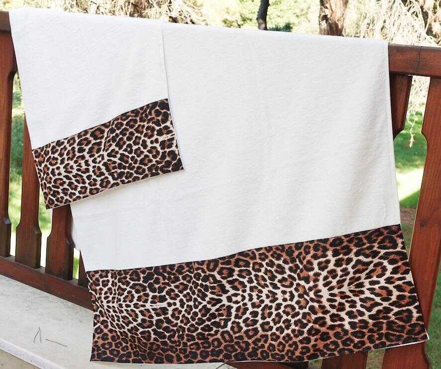 Leopard Patterned Bamboo Bathroom 2-Towel Set - Thumbnail