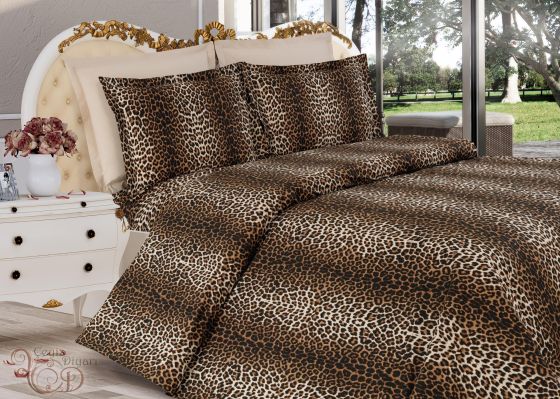 Leopard Patterned Double Duvet Cover Set 3 Pieces