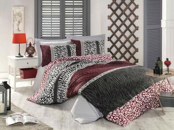 Leopard 100% Cotton Single Duvet Cover Set Red