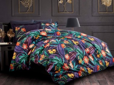 Lilium Digital Premium 3D Double Duvet Cover Set Plum - Thumbnail