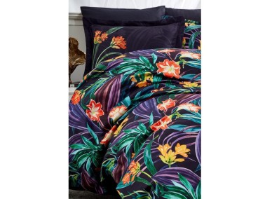 Lilium Digital Premium 3D Double Duvet Cover Set Plum - Thumbnail