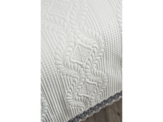 Limena Quilted Bedspread Set Double Size Lace Cream