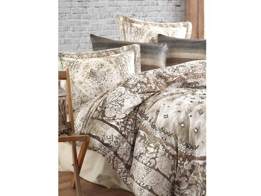 Dantela - Lina Digital Premium Satin Double Duvet Cover Set Green Dantela - Lina Digital Premium Satin Double Duvet Cover Set Green