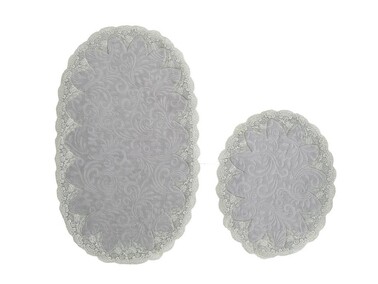 Lisa French Guipure 2 Pcs Bath Mat Set Gray - Thumbnail