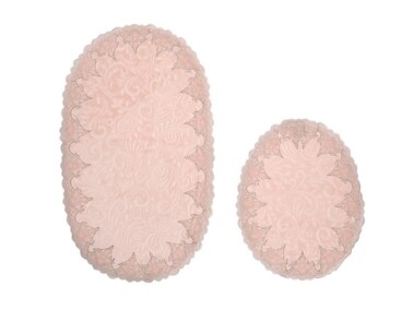 Lisa French Guipure 2 Pcs Bath Mat Set Powder - Thumbnail