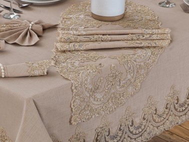 Lisa Table Cloth Set 18 Pieces Cappucino - Thumbnail