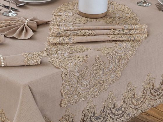 Lisa Table Cloth Set 18 Pieces Cappucino