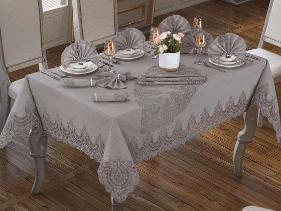 Lisa Table Cloth Set 18 Pieces Gray