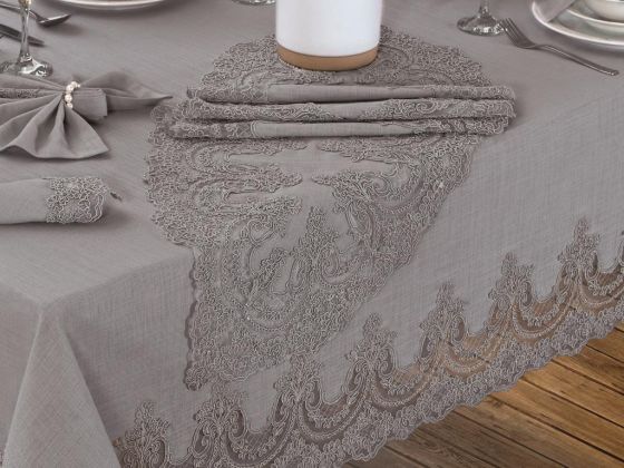 Lisa Table Cloth Set 18 Pieces Gray