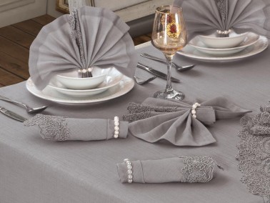 Lisa Table Cloth Set 18 Pieces Gray - Thumbnail