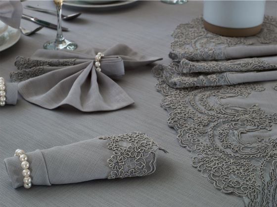 Lisa Table Cloth Set 18 Pieces Gray