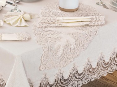 Lisa Table Cloth Set 18 Pieces Cream Cream - Thumbnail