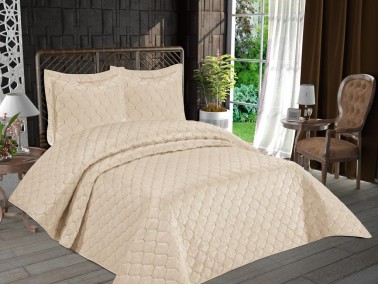 Lisbon Quilted Double Bedspread Cream - Thumbnail