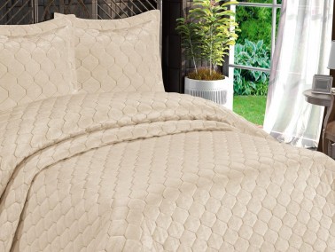 Lisbon Quilted Double Bedspread Cream - Thumbnail