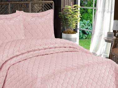 Lisbon Quilted Double Bedspread - Powder - Thumbnail