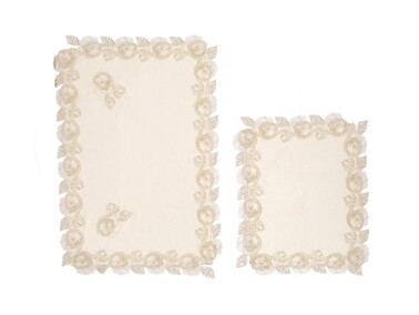 Loren French Guipure 2 Pcs Bath Mat Set - Cream Gold - Thumbnail