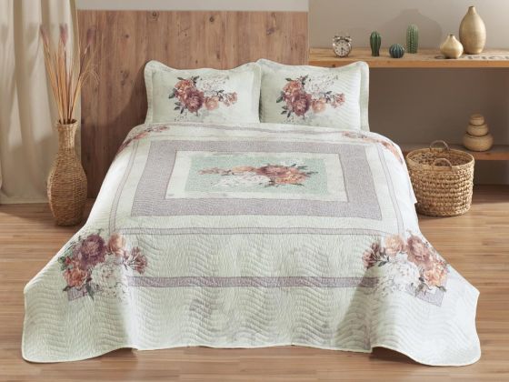 Lorenza Printed Quilted Double Bedspread Salmon