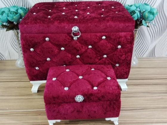 Loretta Quilted Square 2 Pack Dowry Chest Burgundy