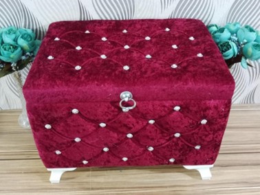 Loretta Quilted Square 2 Pack Dowry Chest Burgundy - Thumbnail