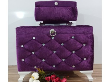 Loretta Quilted Square 2 Pack Dowry Chest Purple - Thumbnail