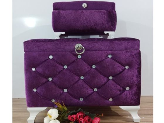 Loretta Quilted Square 2 Pack Dowry Chest Purple