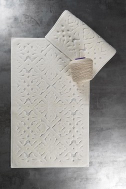 Çeyiz Diyarı - Luna Bath Mat Set 2 pcs, 60 x 100, 50 x 60, %100 Cotton Fabric Cream Çeyiz Diyarı - Luna Bath Mat Set 2 pcs, 60 x 100, 50 x 60, %100 Cotton Fabric Cream
