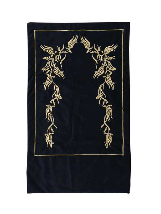 Dowry World - Lüx Nakışlı Kadama Seccade Siyah Dowry World - Lüx Nakışlı Kadama Seccade Siyah