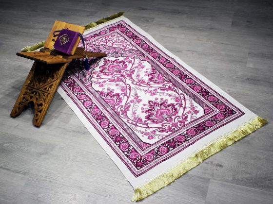 Luxury Chenille Prayer Rug Set Purple