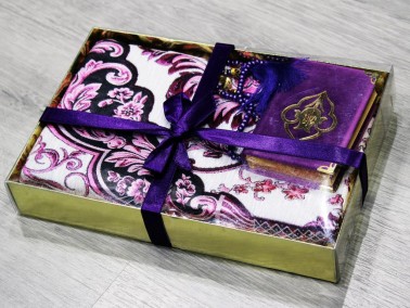 Luxury Chenille Prayer Rug Set Purple - Thumbnail