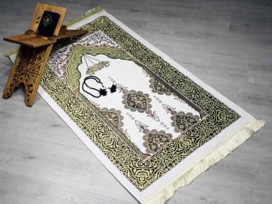 Luxury Chenille Prayer Rug Set Black