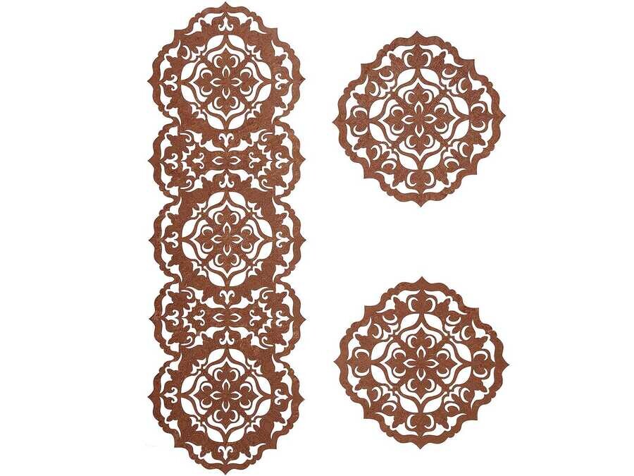 Dowry World - Luxury Star Velvet Living Room Set 3 Pieces Brown