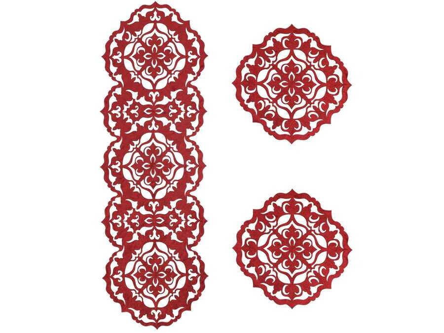 Dowry World - Luxury Star Velvet Living Room Set 3 Pieces Maroon