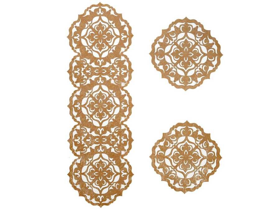 Dowry World - Luxury Star Velvet Living Room Set 3 Pieces Gold