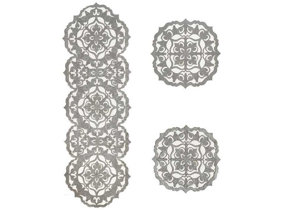 Dowry World - Luxury Star Velvet Living Room Set 3 Pieces Gray