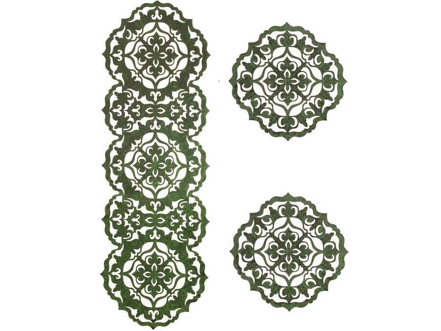 Dowry World - Luxury Star Velvet Living Room Set 3 Pieces Dark Cyan