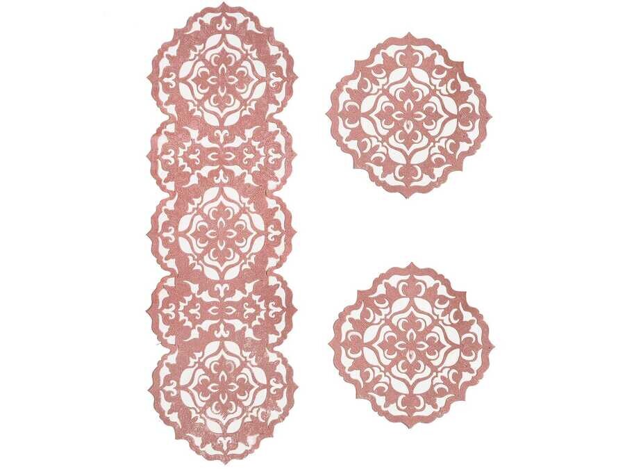 Dowry World - Luxury Star Velvet Living Room Set 3 Pcs Powder